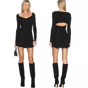 Free People Dress Womens‎ L Black Knit Small World Sweaterdress NWT Gothic